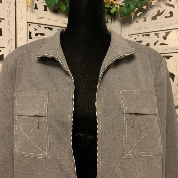EVAN PICONE REALLY NICE GREY STRETCHY LIGHTWEIGHT LONG SLEEVE ZIP UP JACKET - Picture 4 of 9